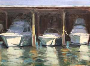 Three friends in a garage