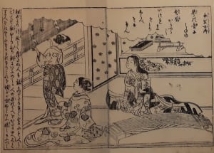 Three Graceful Figures of Girls - One created beside the Koto