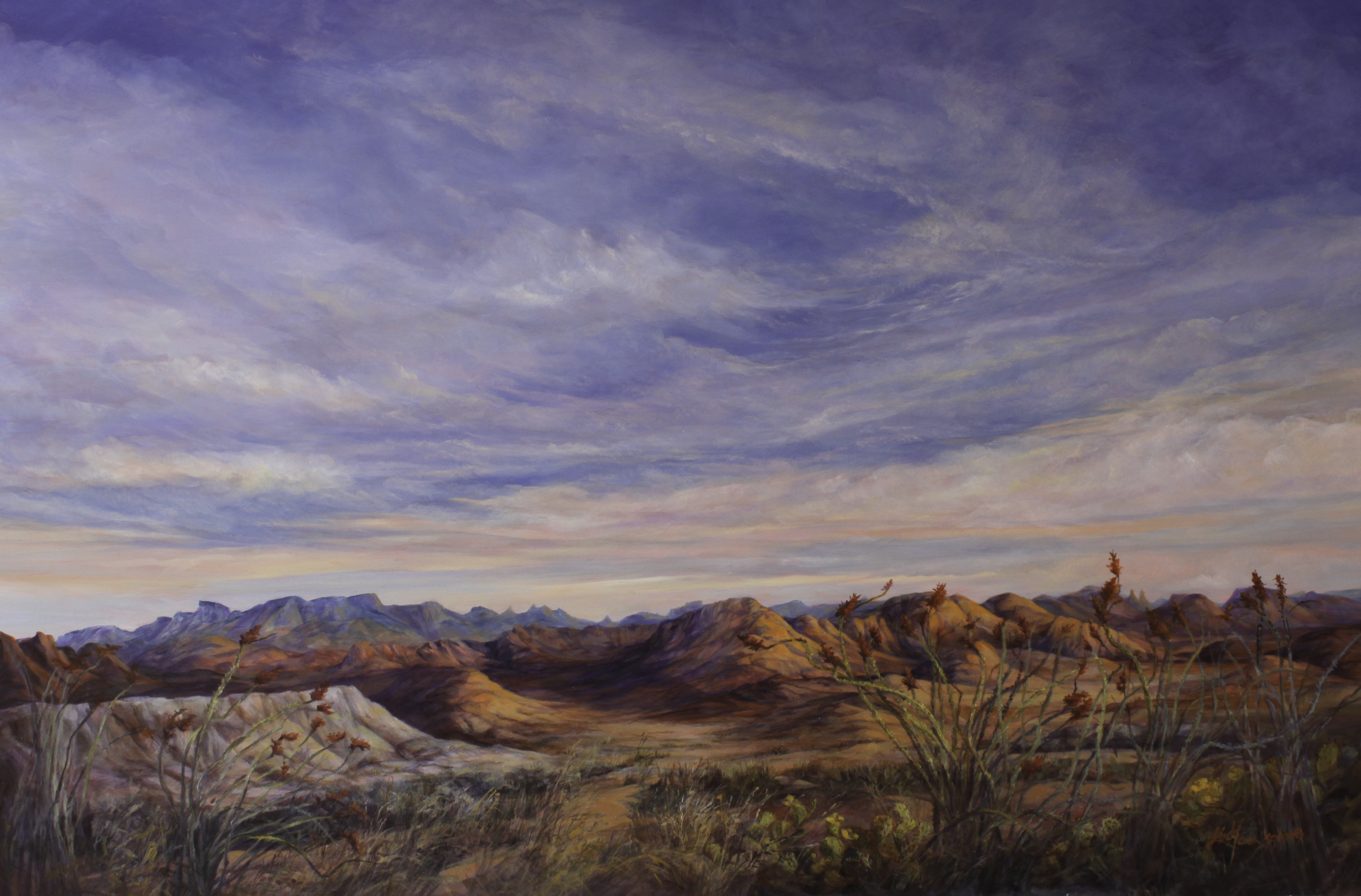 Sunset On A Desert Garden By Lindy Cook Severns Artwork