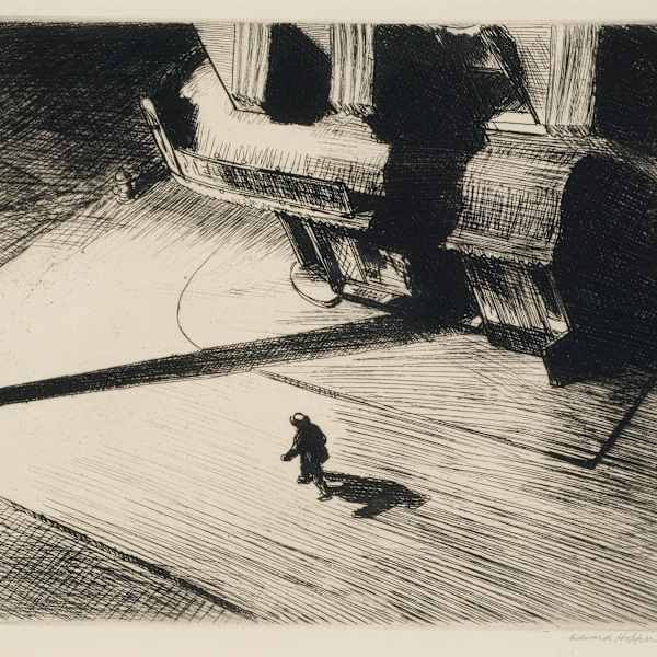 Night Shadows, from "Six American Etchings (Series I)" by Edward Hopper, Image 1.