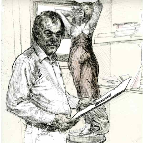 Print Dealer with His Lamp by Sigmund Abeles, Image 1.