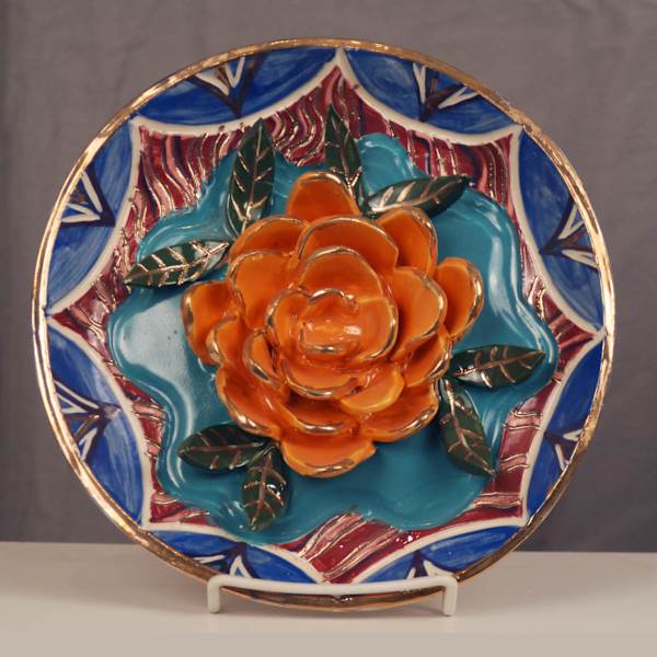 (orange flower on turquoise center) by Janet Hoelzel, Image 1.