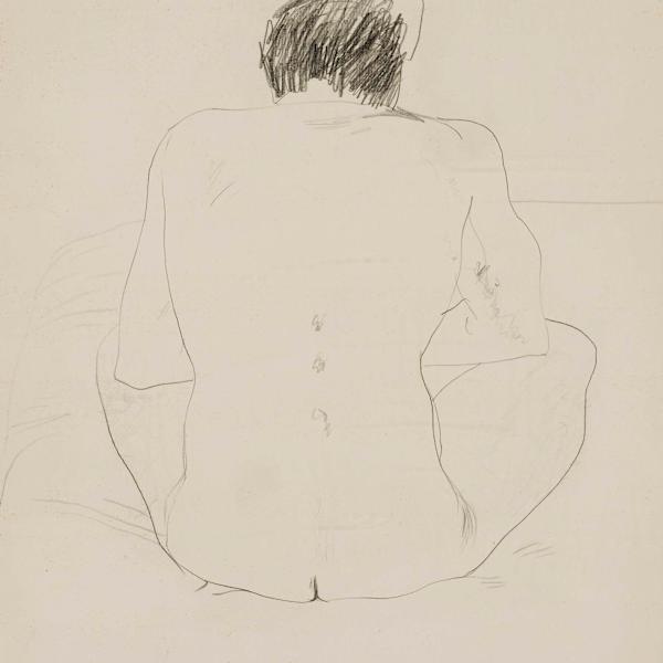 Untitled (Nude Man Seated, from Behind) by David Hockney, Image 1.