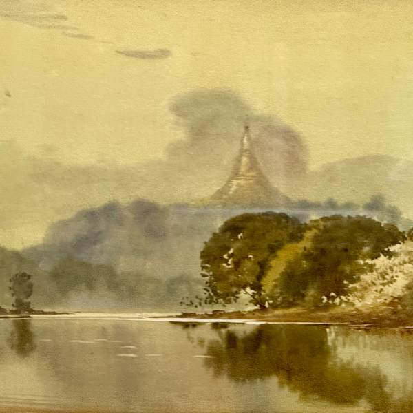 Lake Landscape towards a Pagoda by Sayar Saung, Image 18.