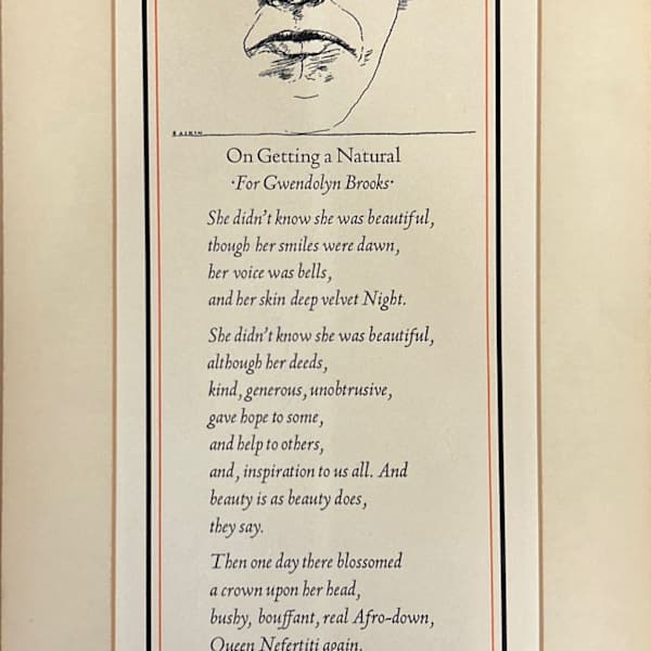 On Getting a Natural -- For Gwendolyn Brooks by Dudley Randall, Leonard Baskin, Image 1.