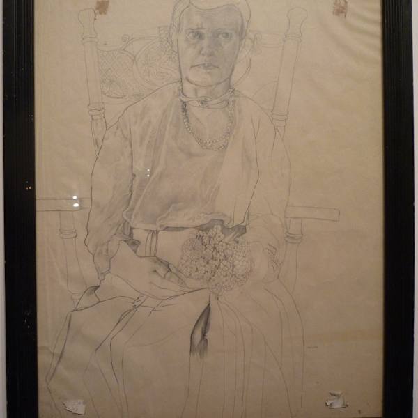 Study - Woman with Flowers by Tom Phillips, Image 1.