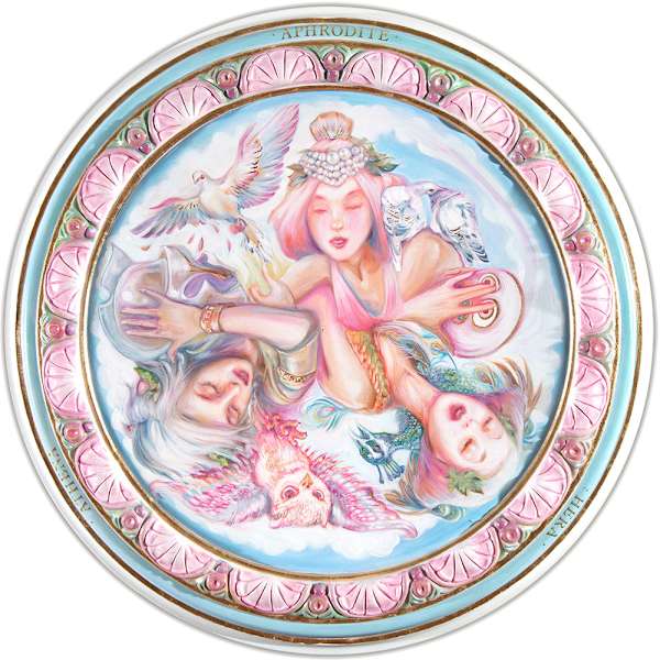 Apple of Discord, Aphrodite, Hera, Athena. Goddess Ceiling Medallion by Kelly Houghton, Image 1.