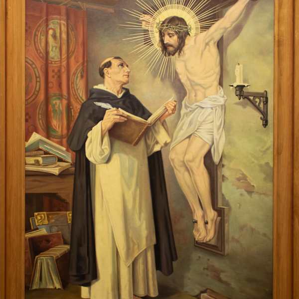 St. Thomas Aquinas and Christ Crucified, Bartolomé Esteban Murillo Copy by Cleta Bakewell, FSPA, Image 1.