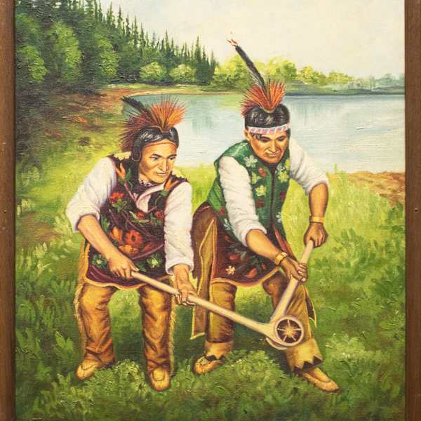 Chippewa Playing La Crosse, Peter Whitebird Copy by Marietta Hackner, FSPA, Image 1.