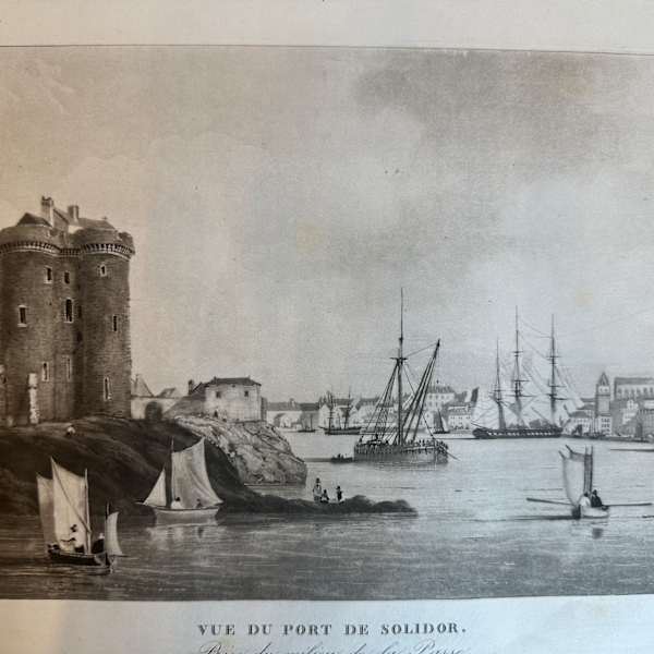 Vue du port de Solidor by Ambroise Louis Garneray, Image 1.