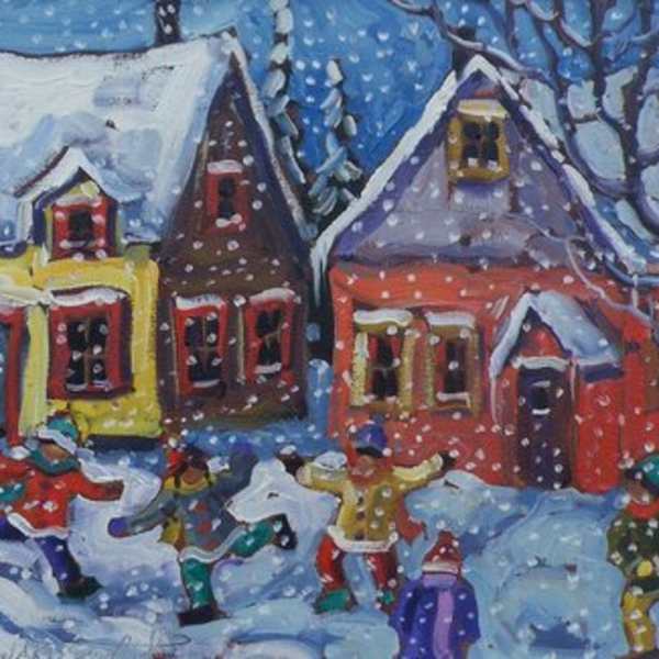 Children Playing Winter Scene by Rod Charlesworth, Image 1.