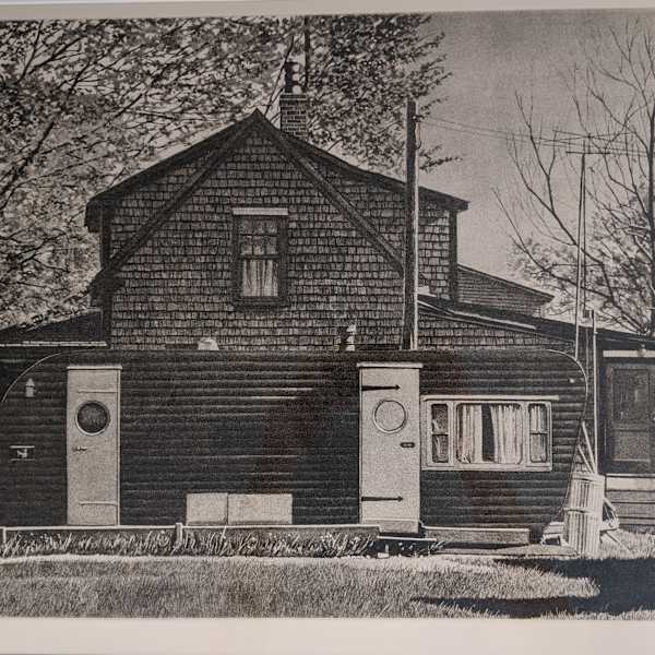 Blue House with Trailer by John Baeder, Image 1.