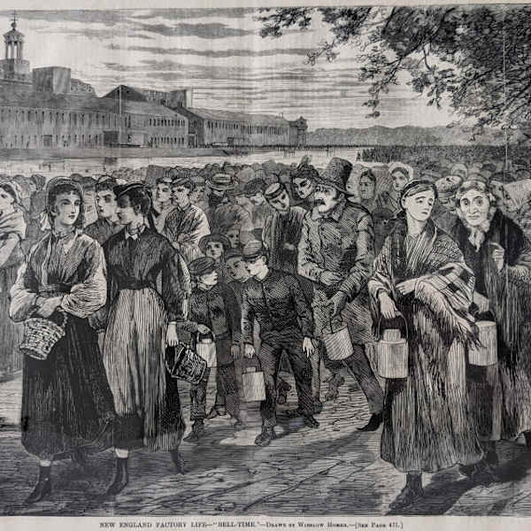 New England Factory Life- Bell Time (Beam 133) by Winslow Homer, Image 1.