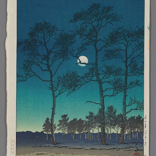 Winter Moon over Toyama Plain by KAWASE HASUI, Image 2.