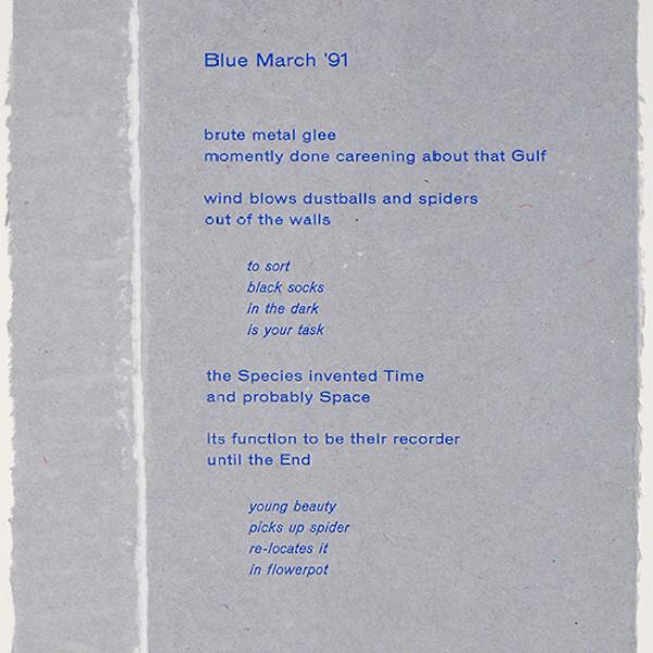 Blue March '91 by Anselm Hollo, Image 1.
