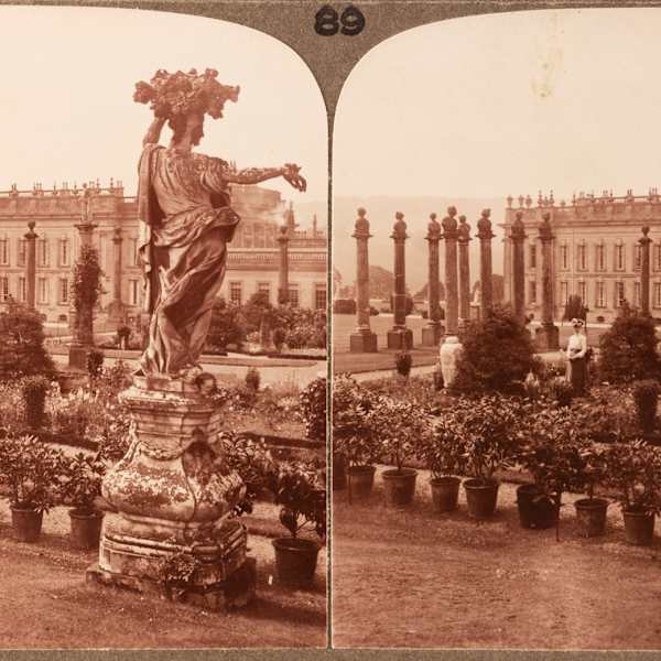 Chatsworth, Seat of the Duke of Devonshire, W. from the Gardens Derbyshire, England 1908 by James Ricalton, Image 2.