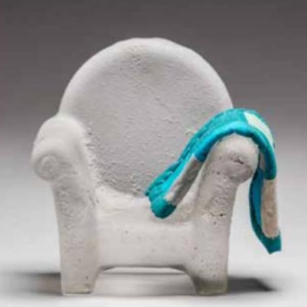 Glass Chair with Quilt by Leslie Ulrich, Image 1.