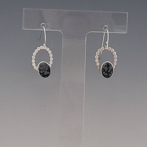 Snowflake Obsidian Earrings by Susan Baez, Image 1.