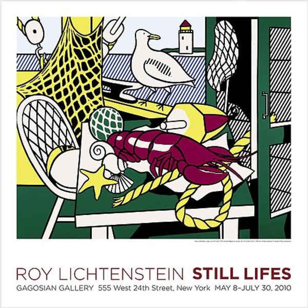 李欽斯坦 2010 年 龍蝦靜物 海報 Still Lifes Poster with Lobster by Roy Lichtenstein, Image 1.