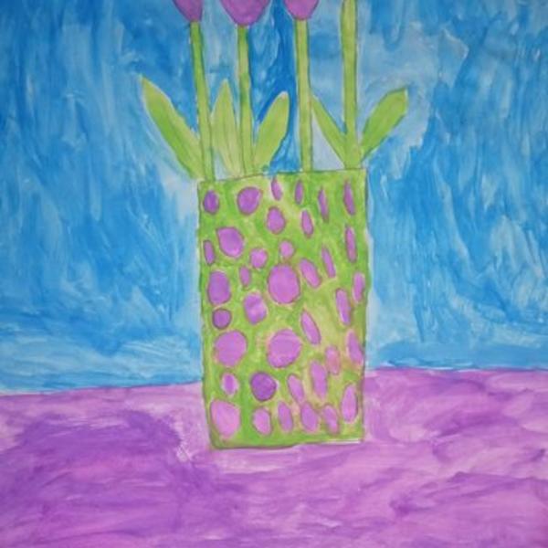 Tulips in a Vase by Gretchen Green, Image 1.