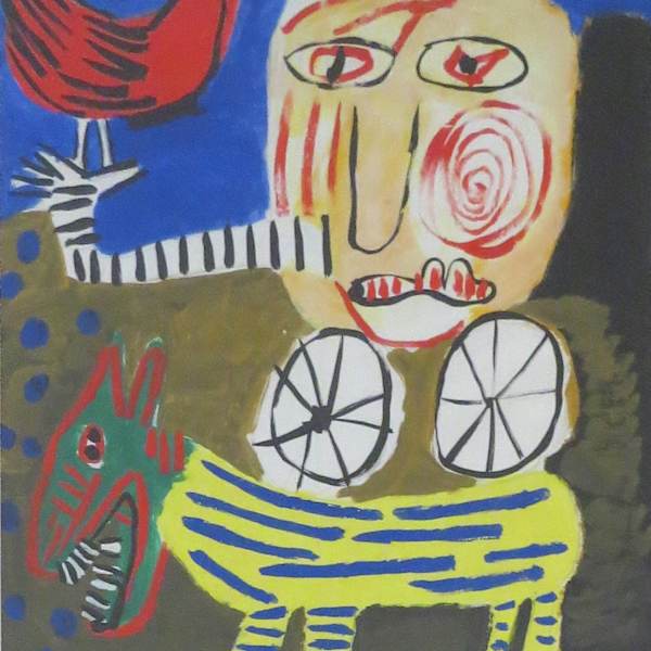 Figure With Bird & Dog by Karel Appel, Image 1.