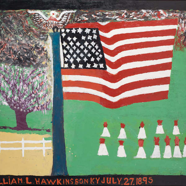 American Flag with Fireworks (BST-121) by William Hawkins, Image 1.