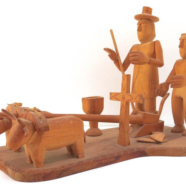 Farmers & Cows Tilling by George Lopez, Image 1.