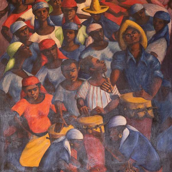 PLAYING BONGOS FOR THE CROWD by XAVIER AMIAMA, Image 1.
