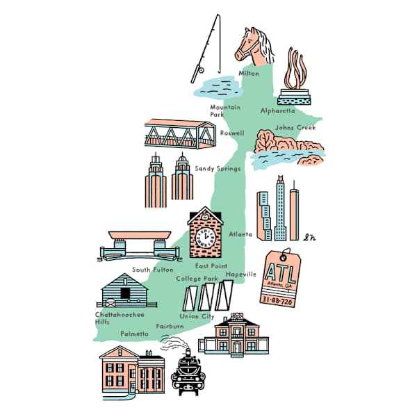 Fulton County Illustrated Map by Sarah Neuburger, Image 1.