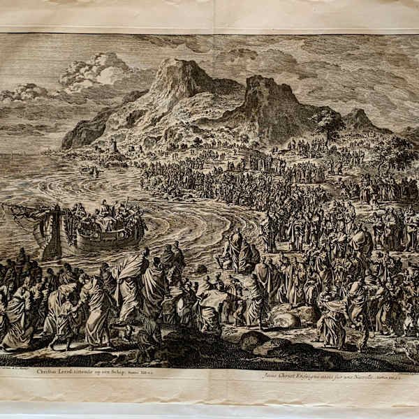 Christus Leerd, zittende op een Schip. Matthei XIII. v.2 (Jesus Christ enseigne assis sur une Nassell) by Jan Luyken, Image 1.