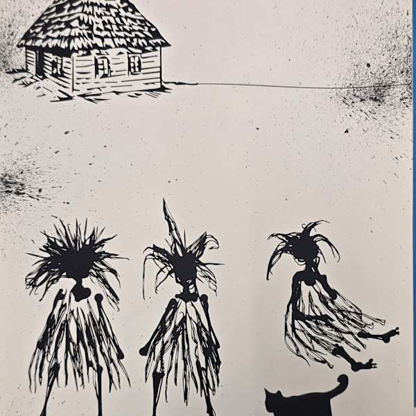 Untitled (Three Girls, from the black cat series) by Easton Davey, Image 1.