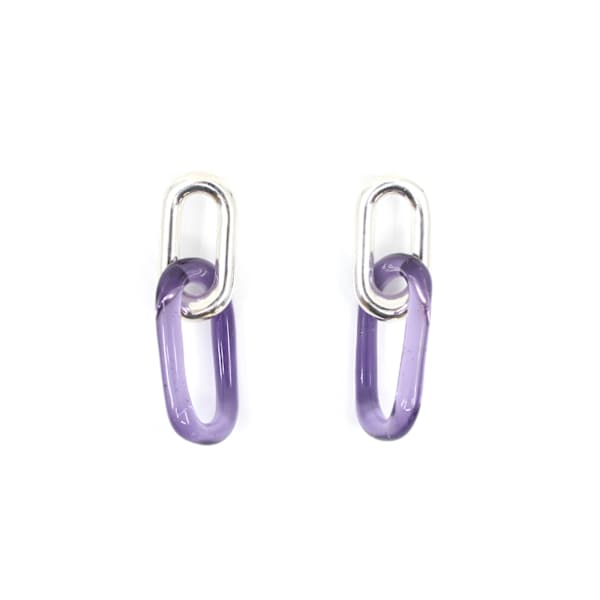 Purple Oval Link Earrings by Jane D'Arensbourg, Image 4.