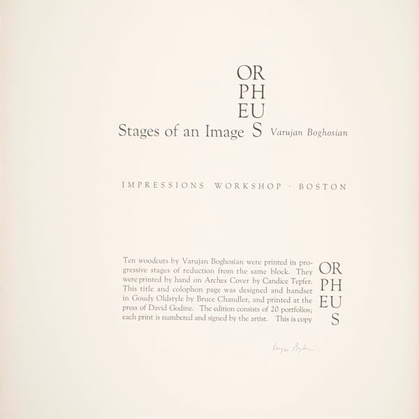 Orpheus, Stages of an Image by Varujan Boghosian, Image 1.
