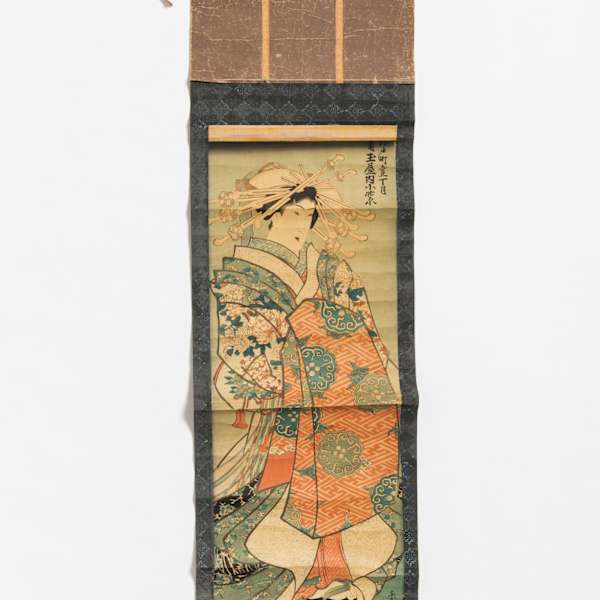 Japanese Scroll Depicting Geisha, Edo Period by Kikugawa Eizan, Image 1.