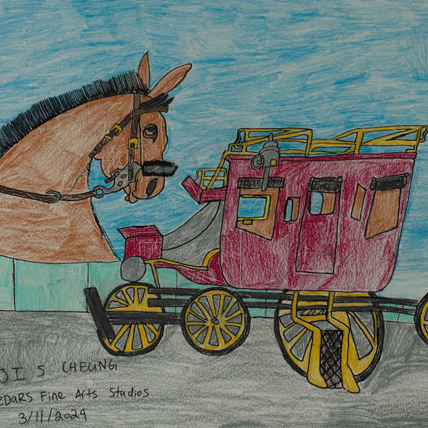 Galloping Horse, Carriage Strolling Through Town by Benjamin  Saechao Cheung, Image 5.