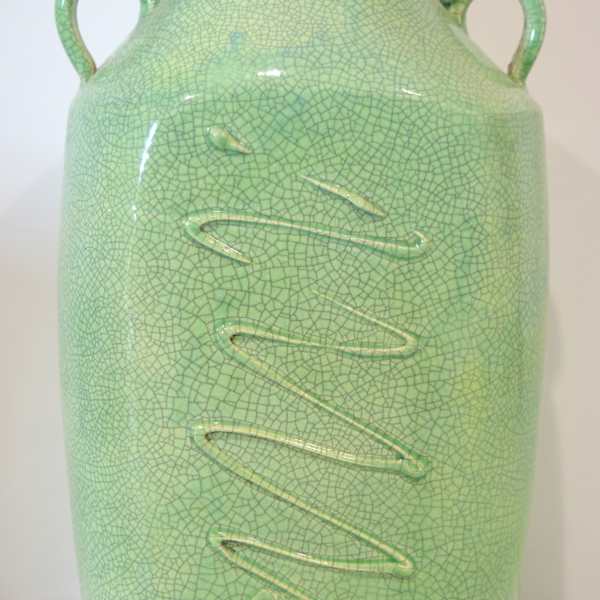 Urn, Green Crackle glaze by Preston Saunders, Image 1.