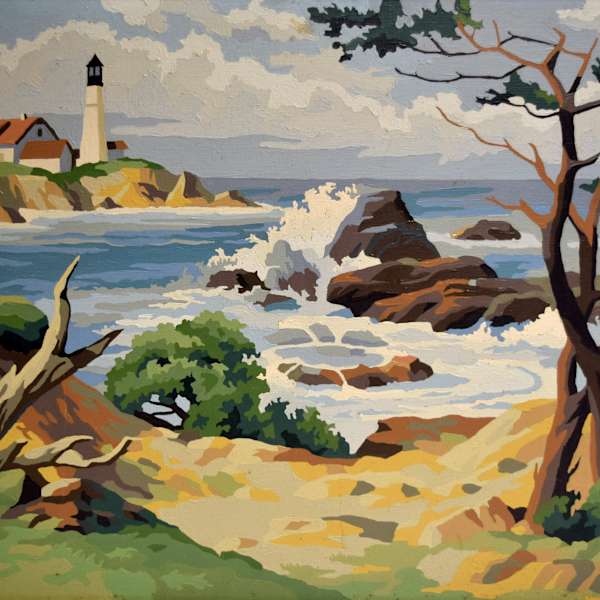 Seascape with Lighthouse by Paint by Number, Image 1.