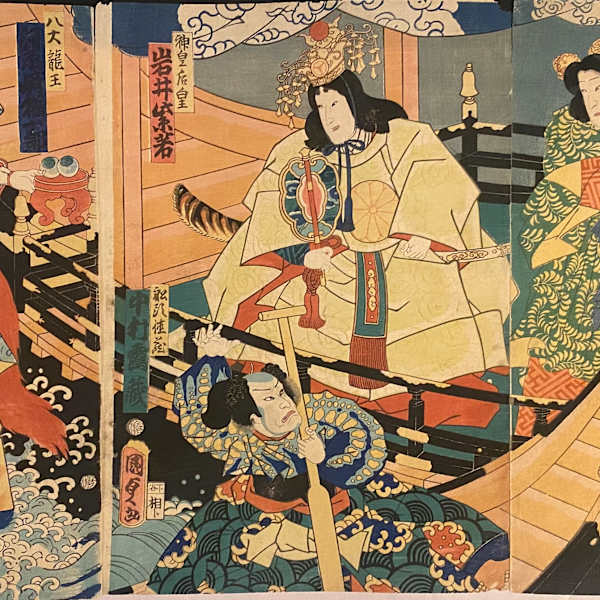 Approaching Boat (Triptych) by Utagawa Kunisada II, Image 3.