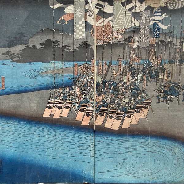 Waiting for Battle (diptych) by Artist Sadahide, Image 3.