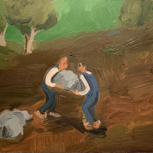 Two Man Job (moving the boulder) by Jane Corrigan, Image 2.