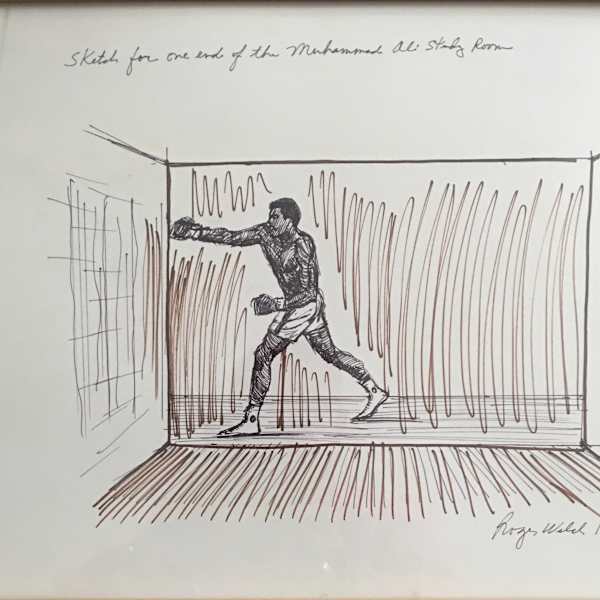 Sketch for one end of the Muhammad Ali study room by Roger Welch, Image 1.