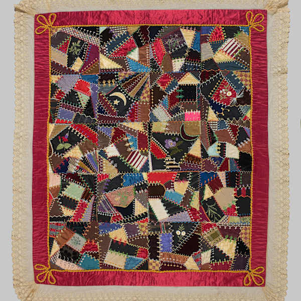 Crazy Quilt with lace edging by Olga Keck Hughes, Image 1.