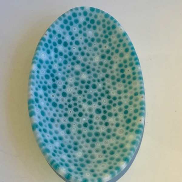 Oval Dish (Turquoise and White) by Robin Kittleson, Image 1.