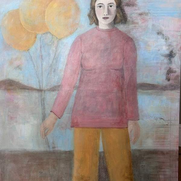 Woman with Yellow Balloons by Zue Stevenson, Image 1.