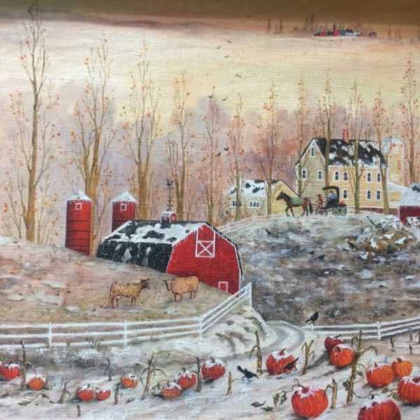 Pumpkin Farm in snow by Ann Hardy, Image 1.
