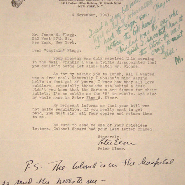 Letter by James Montgomery Flagg, Peter Elser, Image 1.