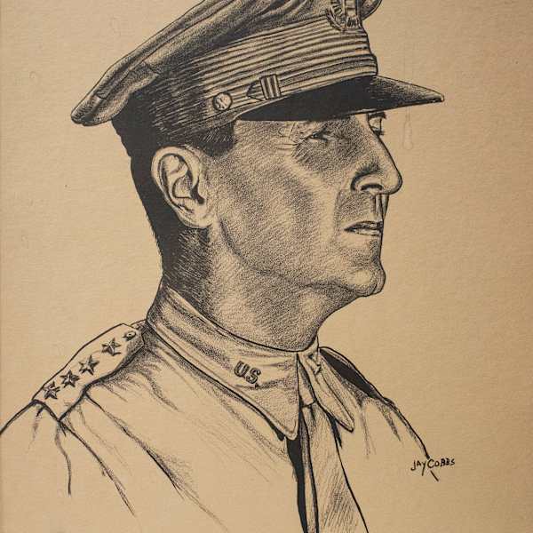Portrait of General Douglas MacArthur by Jay Cobbs, Image 1.