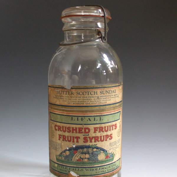 Ice Cream Topping Jar by Anchor-Hocking Glass Company, Little Falls Wholesale Co., Image 1.