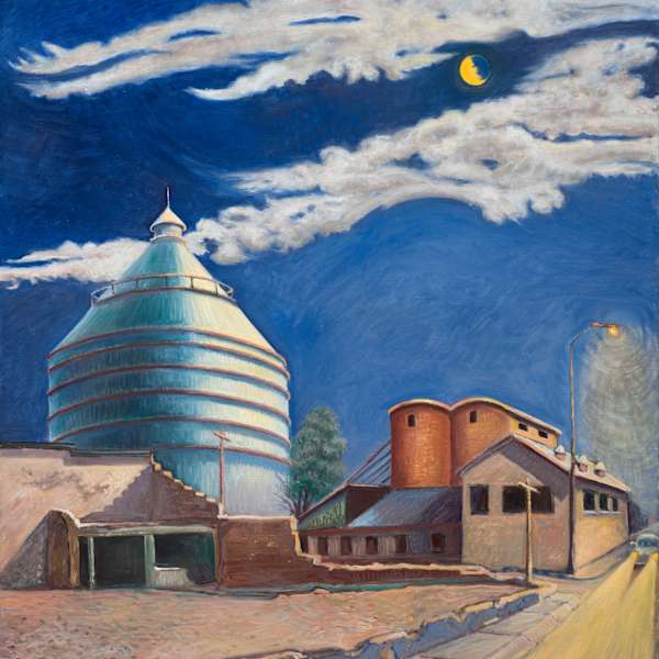 Roswell Cotton Warehouse with Black Dog and Broken Moon by Jerry West (RAiR 2012), Image 1.