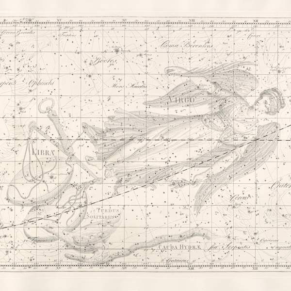 Virgo from Uranographia 1801 by Johann Elert Bode, Image 2.